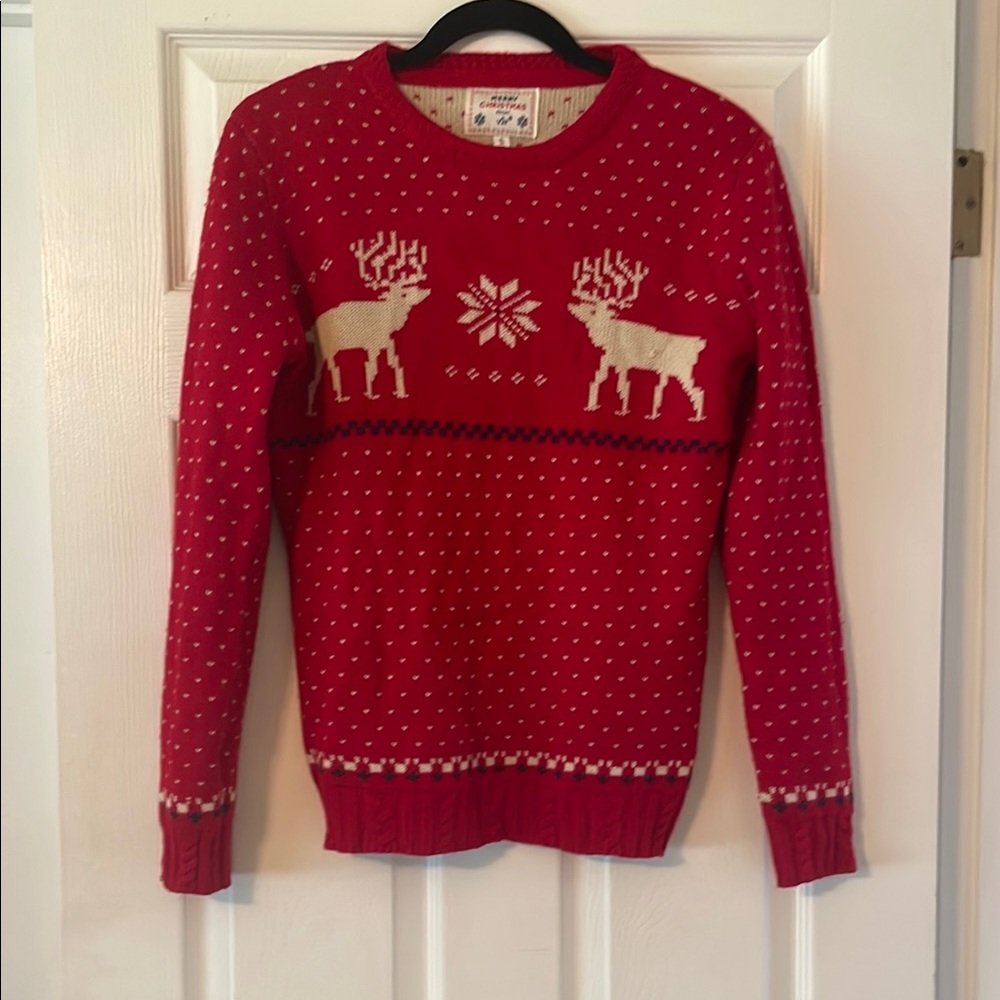 Christmas Red Reindeer Crewneck Sweater